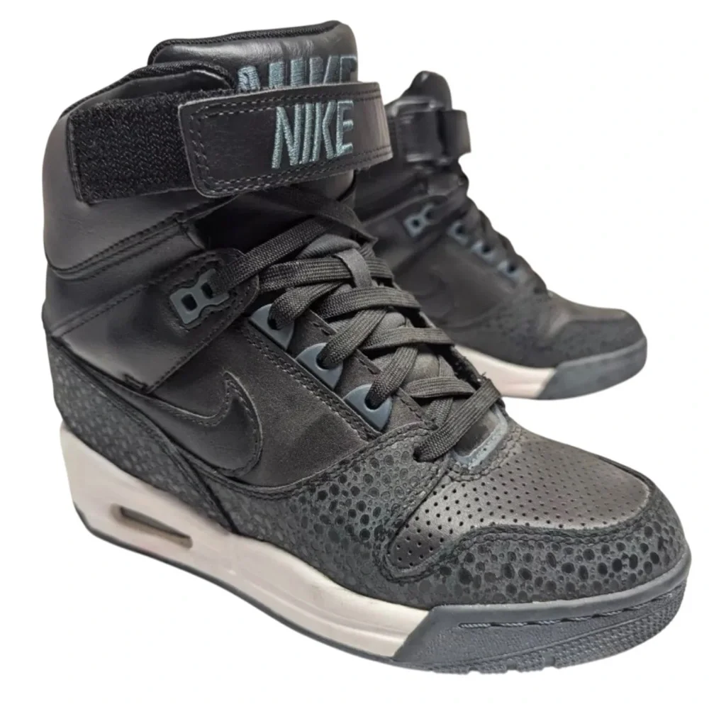 Nike Women's Black High-Top Sneakers with White Midsole Accent